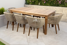 9 pc Westlake Rope & Teak Outdoor Dining Set with 79"/102.5" Expansion Table