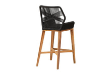 Set of 2 Beverly Rope & Teak Outdoor Bar Stool