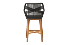 Set of 2 Beverly Rope & Teak Outdoor Bar Stool