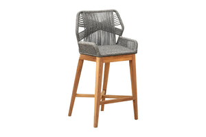 Set of 2 Beverly Rope & Teak Outdoor Bar Stool