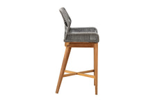 Set of 2 Beverly Rope & Teak Outdoor Bar Stool