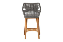 Set of 2 Beverly Rope & Teak Outdoor Bar Stool