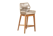 Set of 2 Beverly Rope & Teak Outdoor Bar Stool