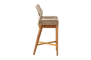 Set of 2 Beverly Rope & Teak Outdoor Bar Stool