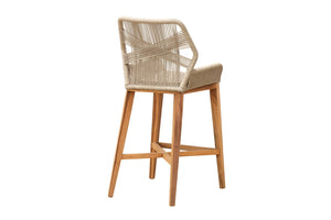 Set of 2 Beverly Rope & Teak Outdoor Bar Stool