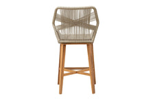 Set of 2 Beverly Rope & Teak Outdoor Bar Stool