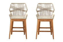 Set of 2 Beverly Rope & Teak Outdoor Counter Stool