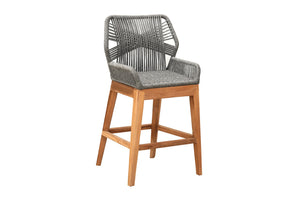 Set of 2 Beverly Rope & Teak Outdoor Counter Stool