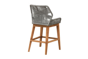 Set of 2 Beverly Rope & Teak Outdoor Counter Stool