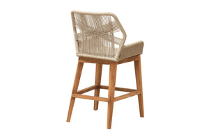 Set of 2 Beverly Rope & Teak Outdoor Counter Stool