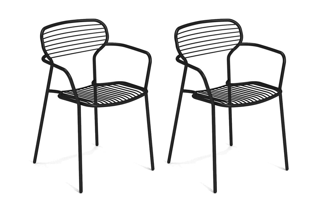 EMU Apero Stackable Steel Dining Arm Chair Set