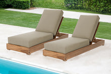 Set of 2 Chatsworth Teak Outdoor Chaise Lounger. Sunbrella Cushion.