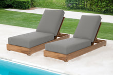 Set of 2 Chatsworth Teak Outdoor Chaise Lounger. Sunbrella Cushion.