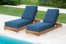 Set of 2 Chatsworth Teak Outdoor Chaise Lounger. Sunbrella Cushion.