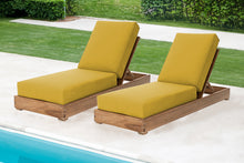 Set of 2 Chatsworth Teak Outdoor Chaise Lounger. Sunbrella Cushion.