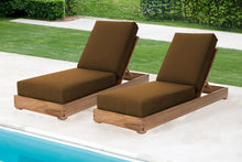 Set of 2 Chatsworth Teak Outdoor Chaise Lounger. Sunbrella Cushion.