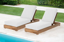 Set of 2 Chatsworth Teak Outdoor Chaise Lounger. Sunbrella Cushion.