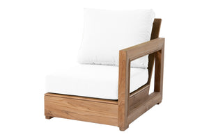 Chatsworth Teak Outdoor Right Arm Chair. Sunbrella Cushion