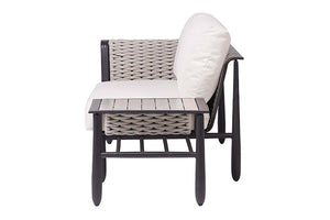 Ratana Diva Aluminum Outdoor Left Arm Loveseat with Corner Table