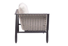 Ratana Diva Aluminum Outdoor Left Arm Loveseat with Corner Table