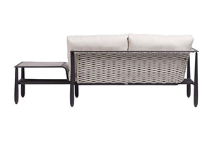 Ratana Diva Aluminum Outdoor Left Arm Loveseat with Corner Table