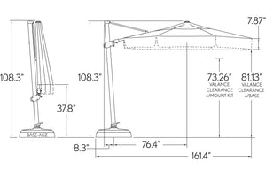 Treasure Garden Crank Tilt 11.5' Octagonal Aluminum Cantilever Umbrella