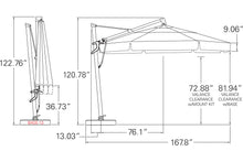 Treasure Garden Crank Tilt AKZ Plus 13' Octagonal Aluminum Cantilever Umbrella