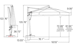 Treasure Garden Crank Tilt AKZ Plus 13' Octagonal Aluminum Cantilever Umbrella