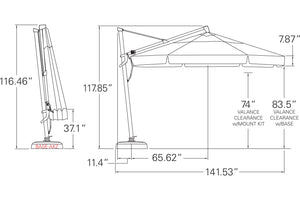 Treasure Garden Crank Tilt 11' AKZ Plus Octagonal Aluminum Cantilever Umbrella