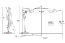 Treasure Garden Crank Tilt AKZ Plus 10' x 13' Rectangular Aluminum Cantilever Umbrella