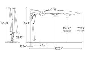 Treasure Garden Crank Tilt AKZ Plus 11.5' Square Aluminum Cantilever Umbrella