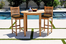 3 pc Huntington Teak Bar with 40" Round Bar Table. Sunbrella Cushion.