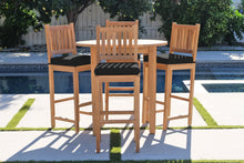 5 pc Huntington Teak Bar with 40" Round Bar Table. Sunbrella Cushion.