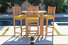 5 pc Huntington Teak Bar with 40" Round Bar Table. Sunbrella Cushion.