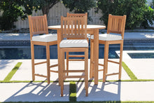 5 pc Huntington Teak Bar with 40" Round Bar Table. Sunbrella Cushion.