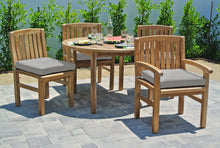 5 pc Huntington Teak Dining Set with 48" Round Dining Table. Sunbrella Cushion.