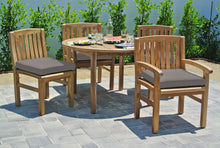 5 pc Huntington Teak Dining Set with 48" Round Dining Table. Sunbrella Cushion.