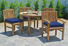 5 pc Huntington Teak Dining Set with 48" Round Dining Table. Sunbrella Cushion.