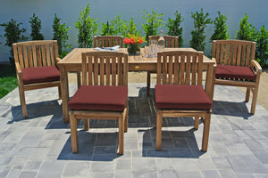 7 pc Huntington Teak Dining Set with 72" Rectangle Dining Table. Sunbrella Cushion.