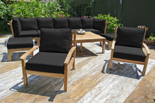 10 pc Huntington Teak Outdoor Seating Group with 42"x72" Chat Table. Sunbrella Cushion.