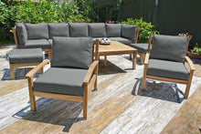 10 pc Huntington Teak Outdoor Seating Group with 42"x72" Chat Table. Sunbrella Cushion.