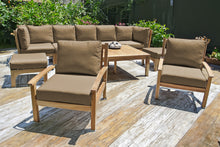 10 pc Huntington Teak Outdoor Seating Group with 42"x72" Chat Table. Sunbrella Cushion.