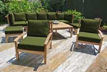 10 pc Huntington Teak Outdoor Seating Group with 42"x72" Chat Table. Sunbrella Cushion.