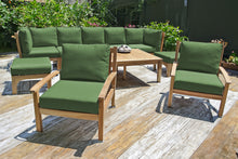 10 pc Huntington Teak Outdoor Seating Group with 42"x72" Chat Table. Sunbrella Cushion.