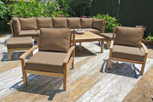 10 pc Huntington Teak Outdoor Seating Group with 42"x72" Chat Table. Sunbrella Cushion.