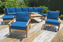 10 pc Huntington Teak Outdoor Seating Group with 42"x72" Chat Table. Sunbrella Cushion.