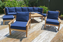 10 pc Huntington Teak Outdoor Seating Group with 42"x72" Chat Table. Sunbrella Cushion.