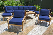 10 pc Huntington Teak Outdoor Seating Group with 42"x72" Chat Table. Sunbrella Cushion.