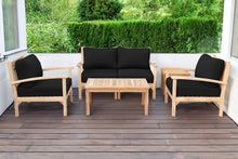 5 pc Huntington Teak Loveseat Deep Seating Set with Coffee Table. Sunbrella Cushion.