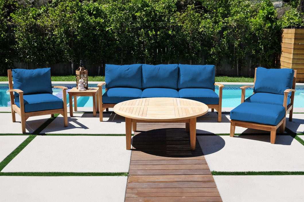 6 pc Huntington Teak Outdoor Deep Seating Group with 52